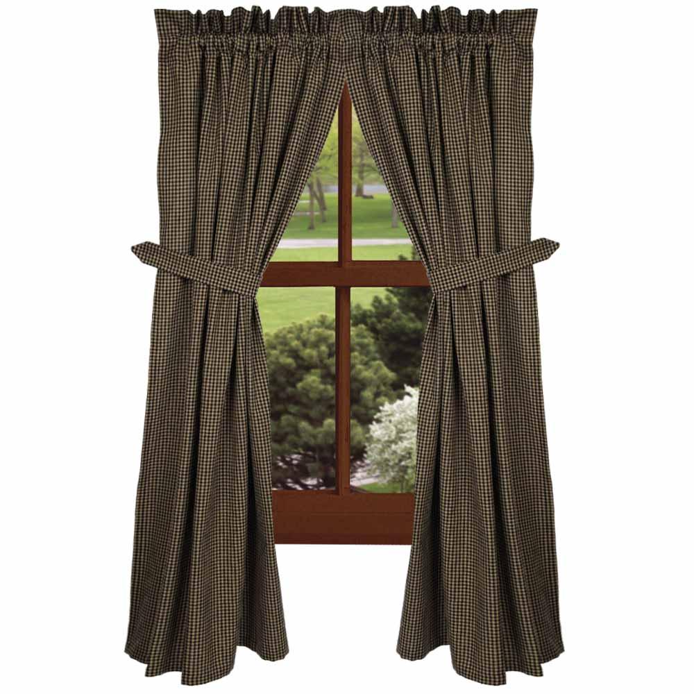 Black Oat Newbury Gingham 63" Panels Lined P6670011 - The Fox Decor