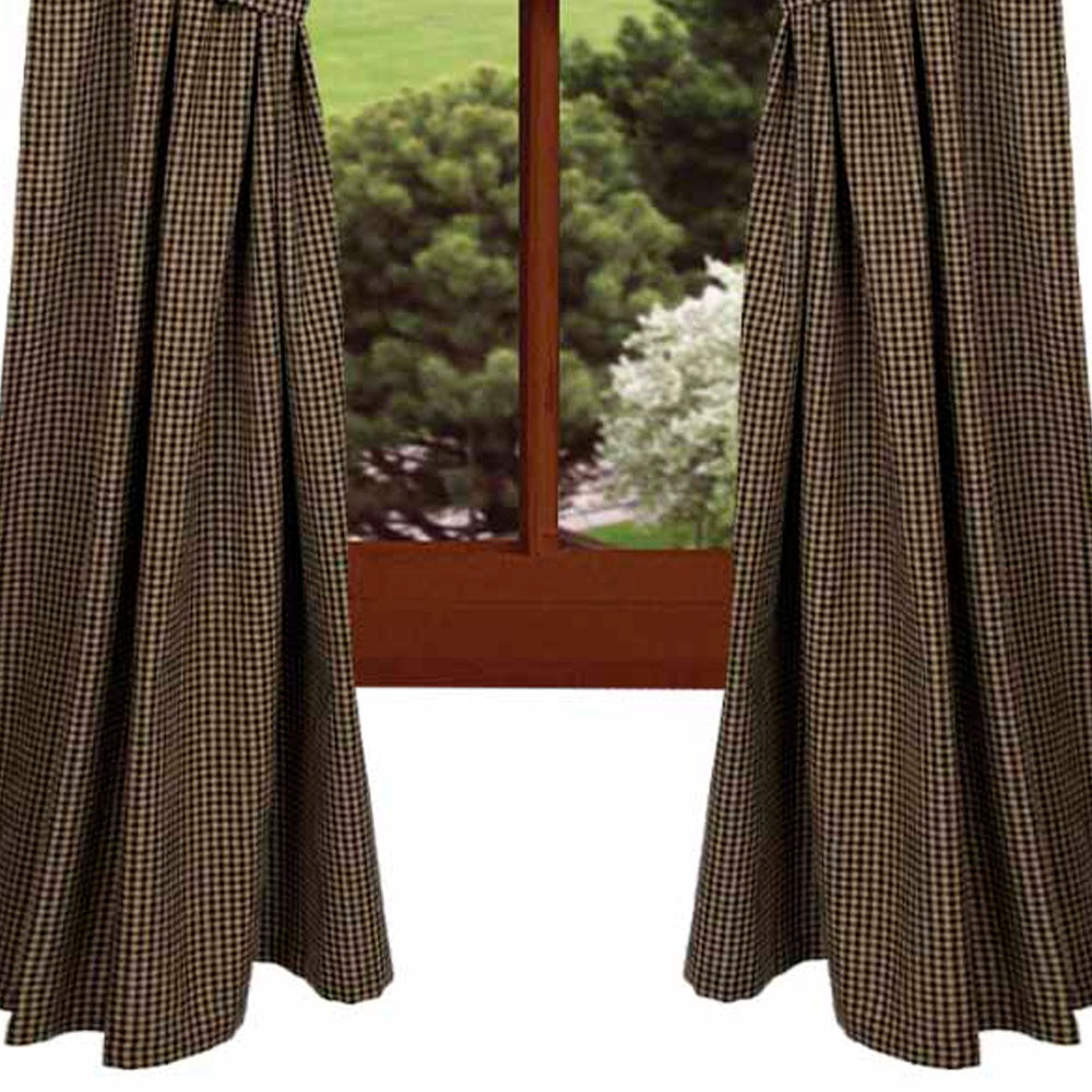 Black Oat Newbury Gingham 63" Panels Lined P6670011 - The Fox Decor