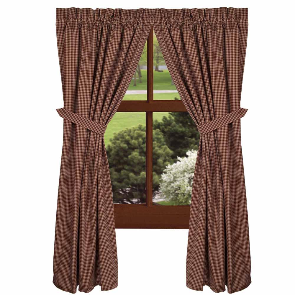 Barn Red Oat Newbury Gingham 63" Panels Lined P6670017 - The Fox Decor