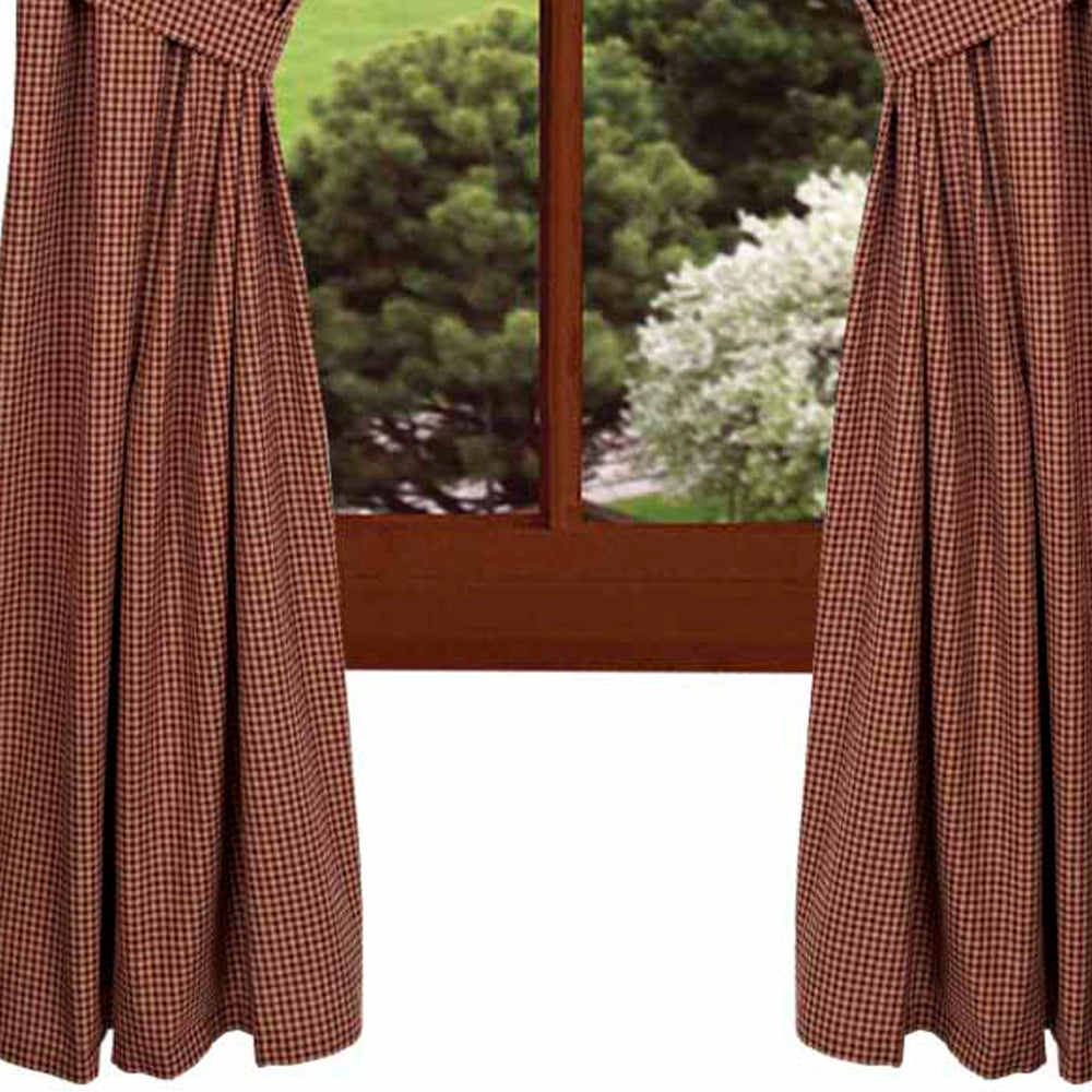 Barn Red Oat Newbury Gingham 63" Panels Lined P6670017 - The Fox Decor