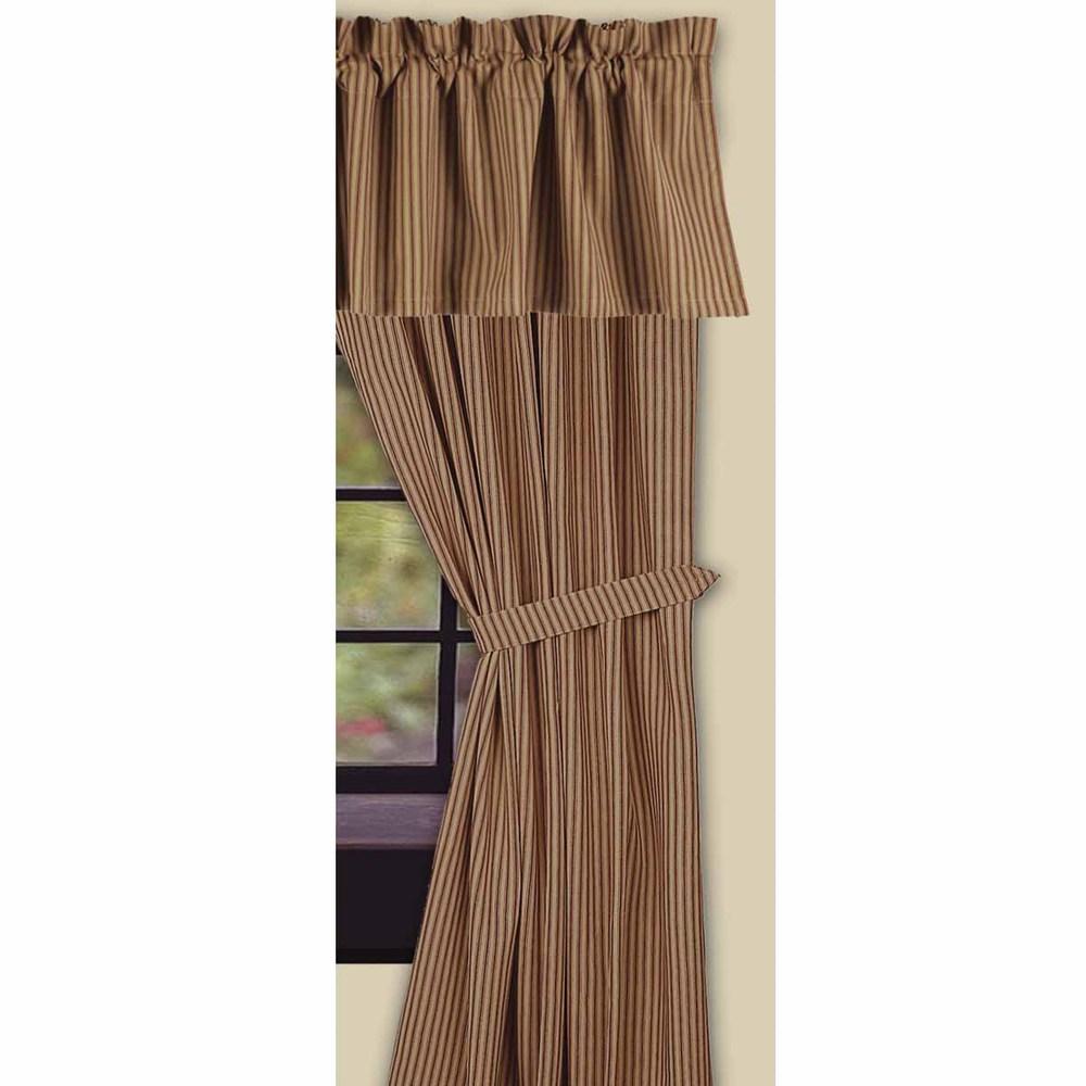Barn Red Nutmeg York Ticking 63" Panels Lined P6880017 - The Fox Decor