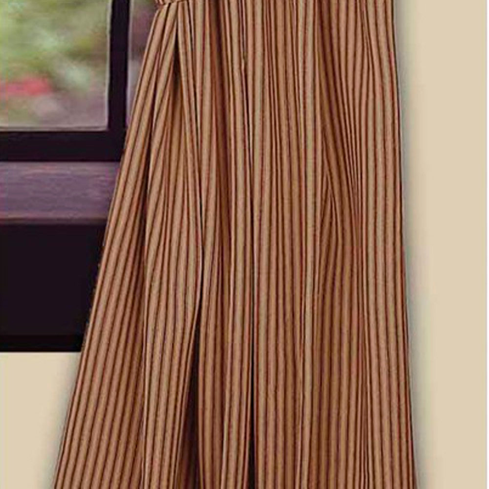 Barn Red Nutmeg York Ticking 63" Panels Lined P6880017 - The Fox Decor