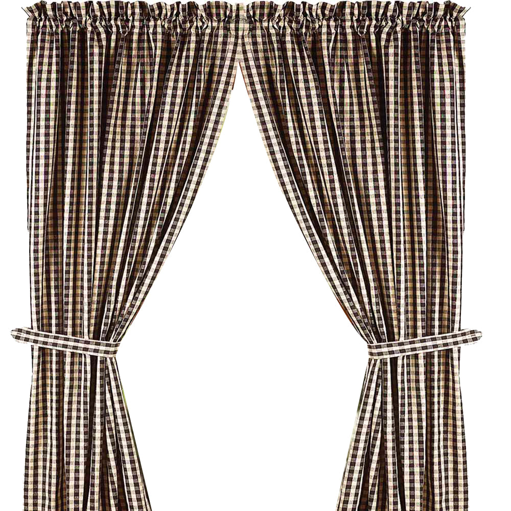 Black Nutmeg Heritage House Check Black Drapery 86" Panels Lined P8100011 - The Fox Decor