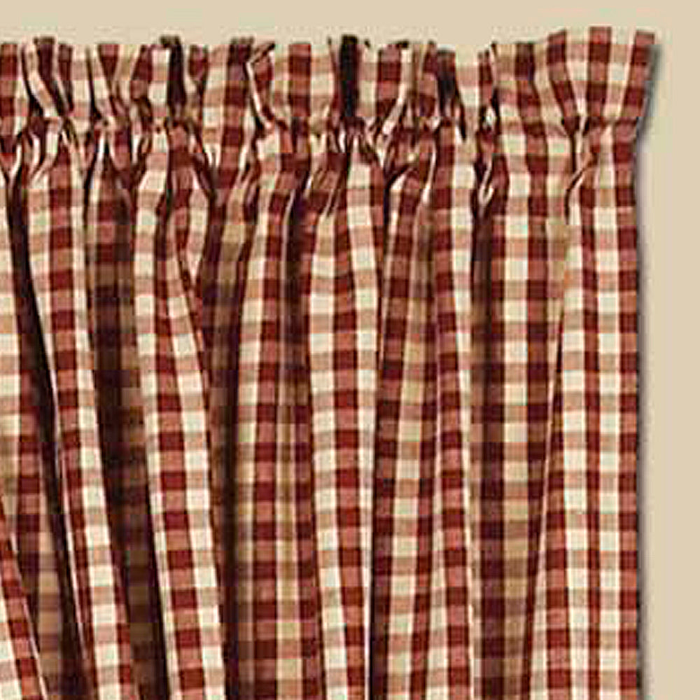 Barn Red Nutmeg Heritage House Check Barn Red Drapery 86" Panels Lined P8100017 - The Fox Decor