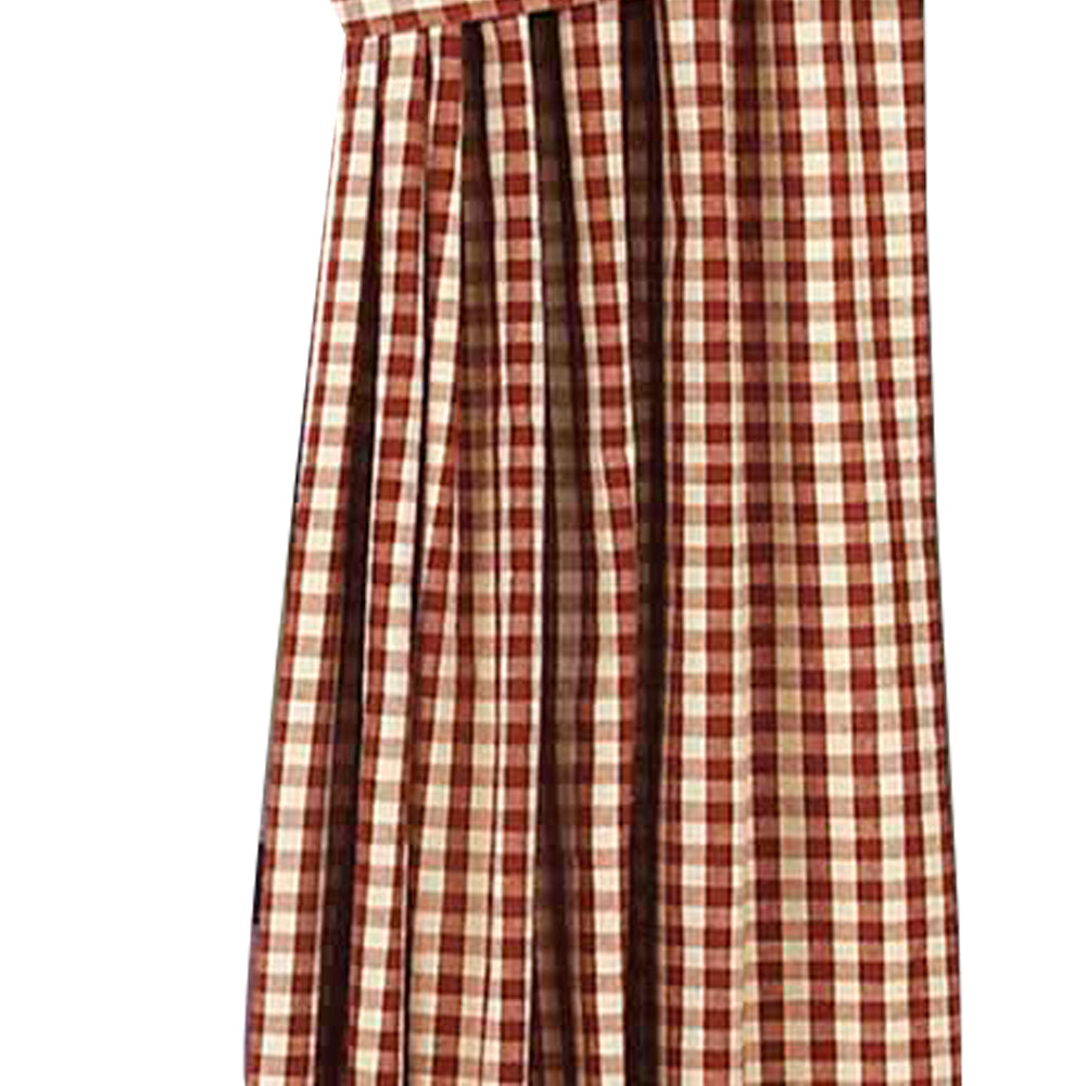 Barn Red Nutmeg Heritage House Check Barn Red Drapery 86" Panels Lined P8100017 - The Fox Decor