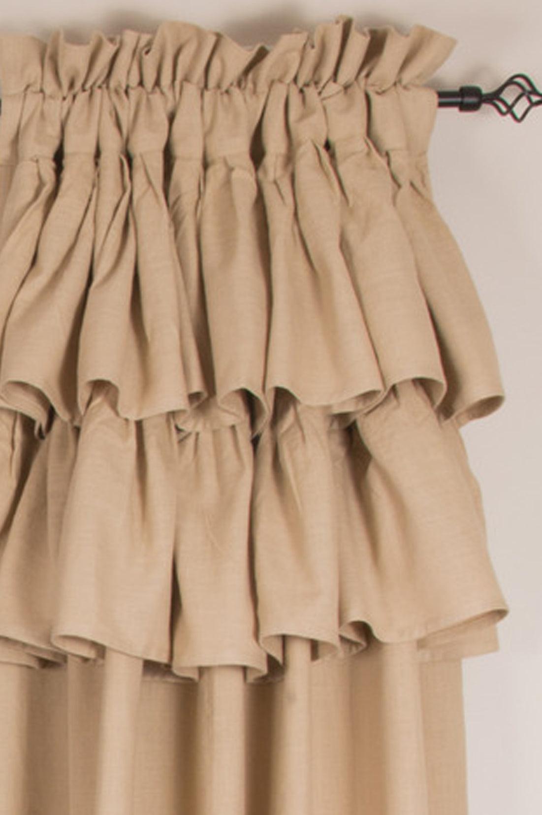 Meadowpark Drapery Panel 84 Unlined Double Ruffle Top P8111012 - The Fox Decor