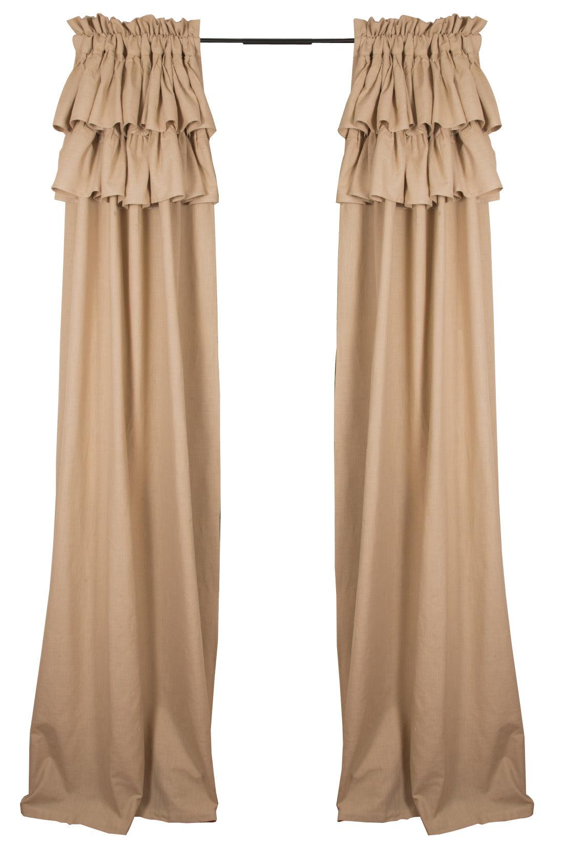 Meadowpark Drapery Panel 84 Unlined Double Ruffle Top P8111012 - The Fox Decor