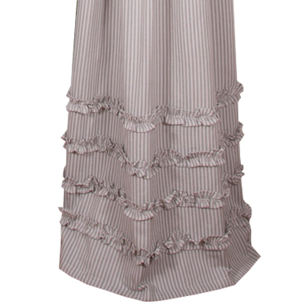 Grey Ticking Ruffle Drapery Panels P8179087 - The Fox Decor