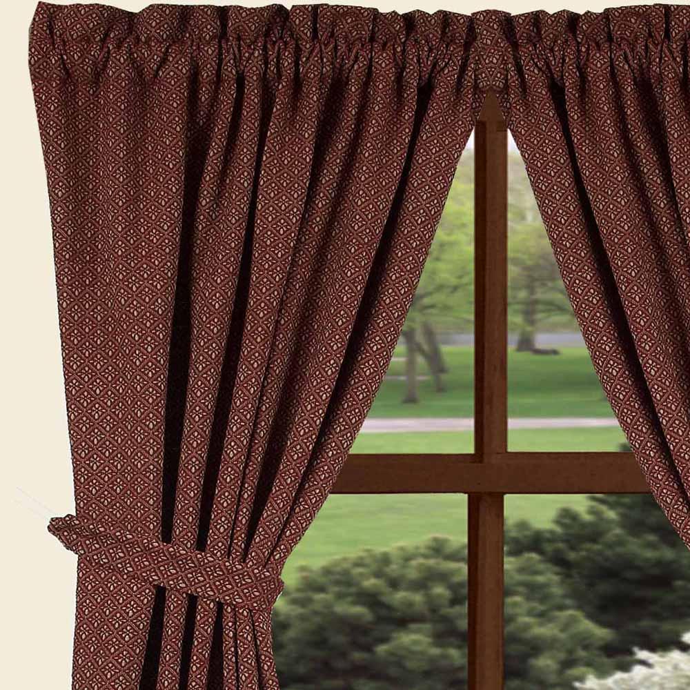 Barn Red Oat Philmont Jacquard Drapery 86" Panels Lined P8850017 - The Fox Decor