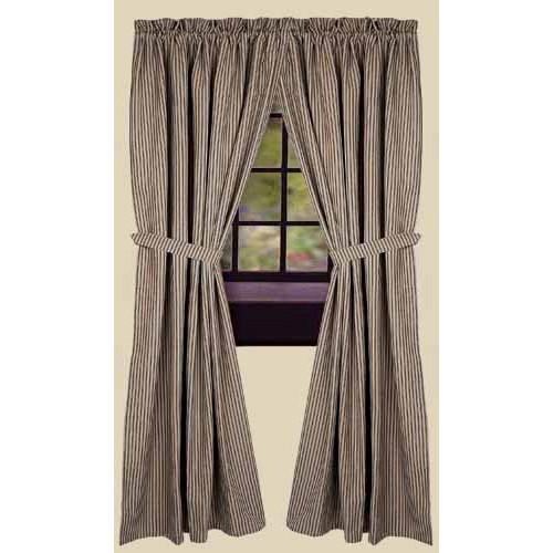 Black Nutmeg York Ticking Drapery 86" Panels Lined P8880011 - The Fox Decor