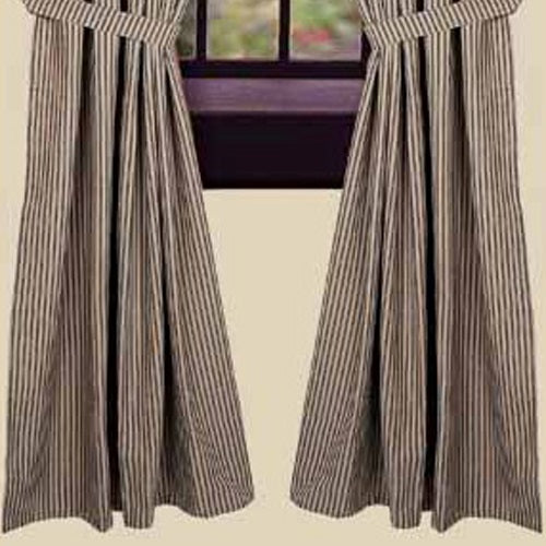 Black Nutmeg York Ticking Drapery 86" Panels Lined P8880011 - The Fox Decor