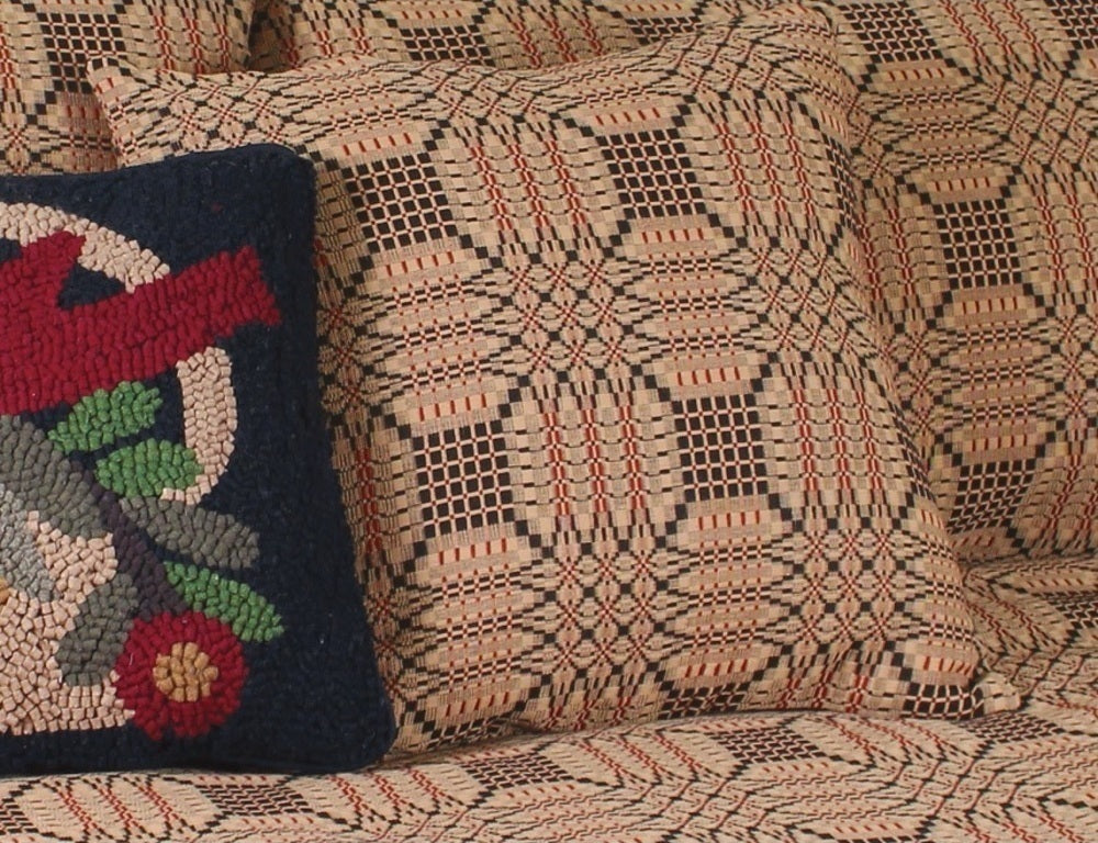 Trenton Jacquard Nutmeg Black Red Pillow Cover  - Interiors by Elizabeth