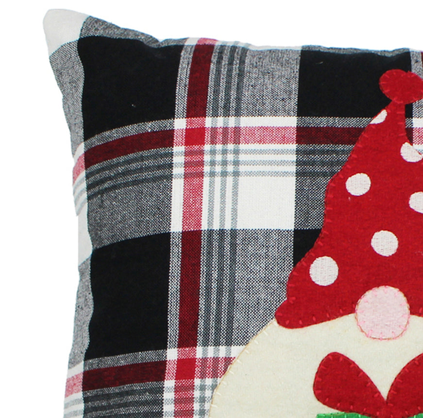 Winter Plaid Black, Red, Cream Pillow PL042019