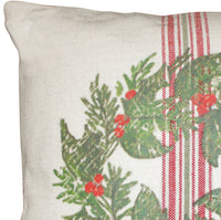 Thumbnail for Holiday Grain Sack Cream, Red, Grn Pillow PL064020
