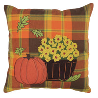 F Autumn Plaid Mums Pillow 14 In PL336020 - The Fox Decor