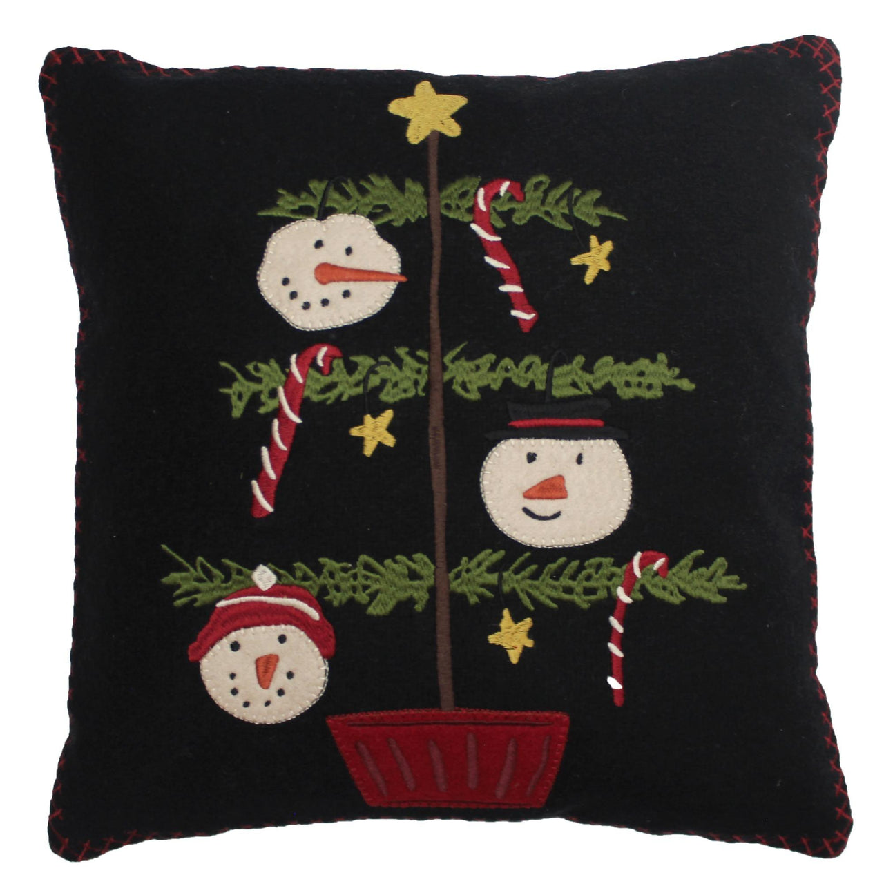 C Snowmen Fun Tree Pillow 14 In PL762401 - The Fox Decor
