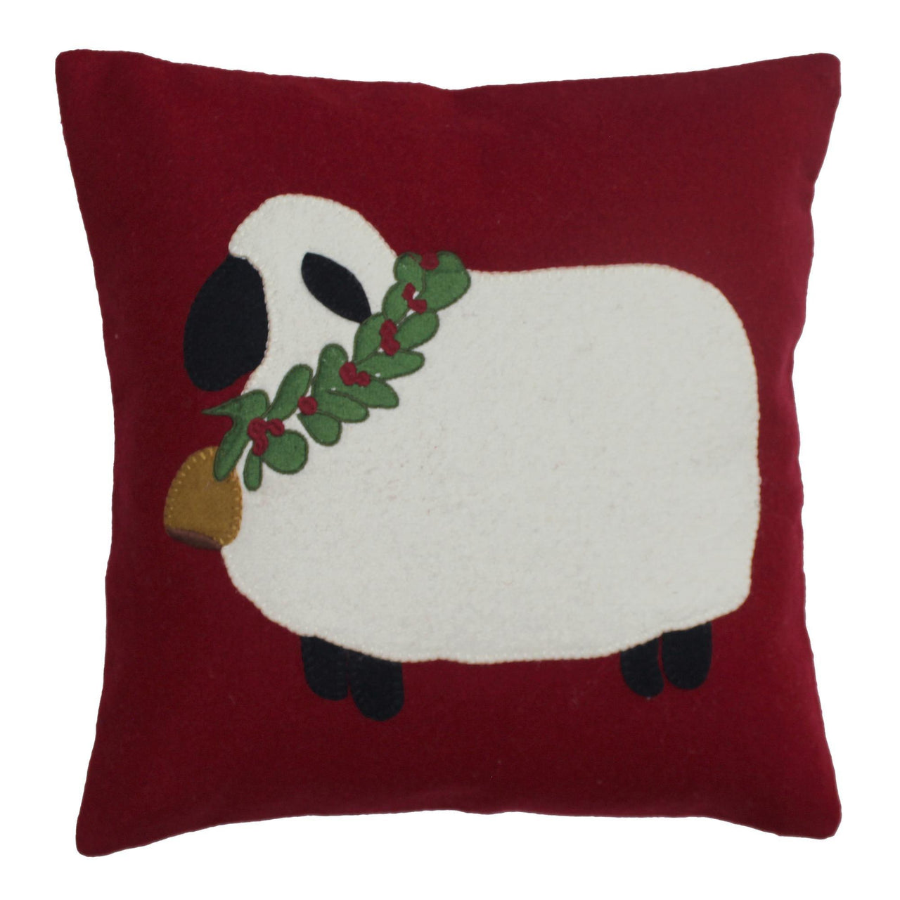 C Christmas Sheep Wool Felt Pillow 14 In PL784202 - The Fox Decor
