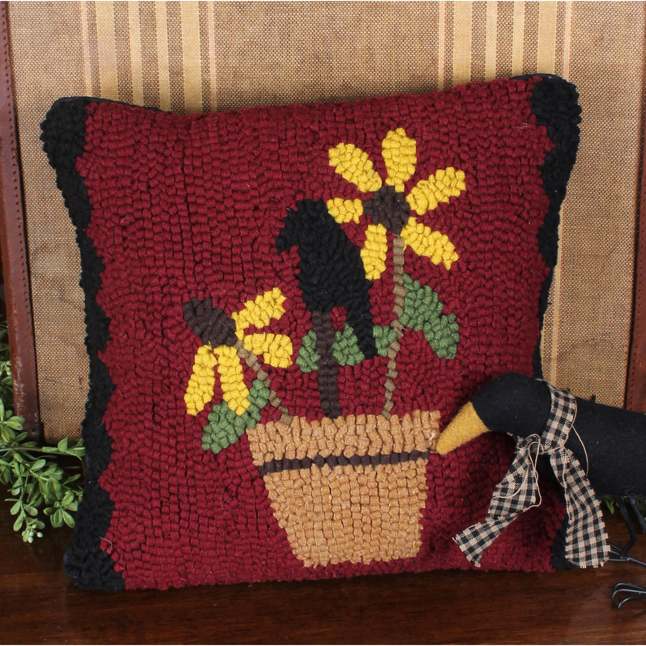 Crow Flowers Pot Hooked Pilow PLRM0035 - The Fox Decor