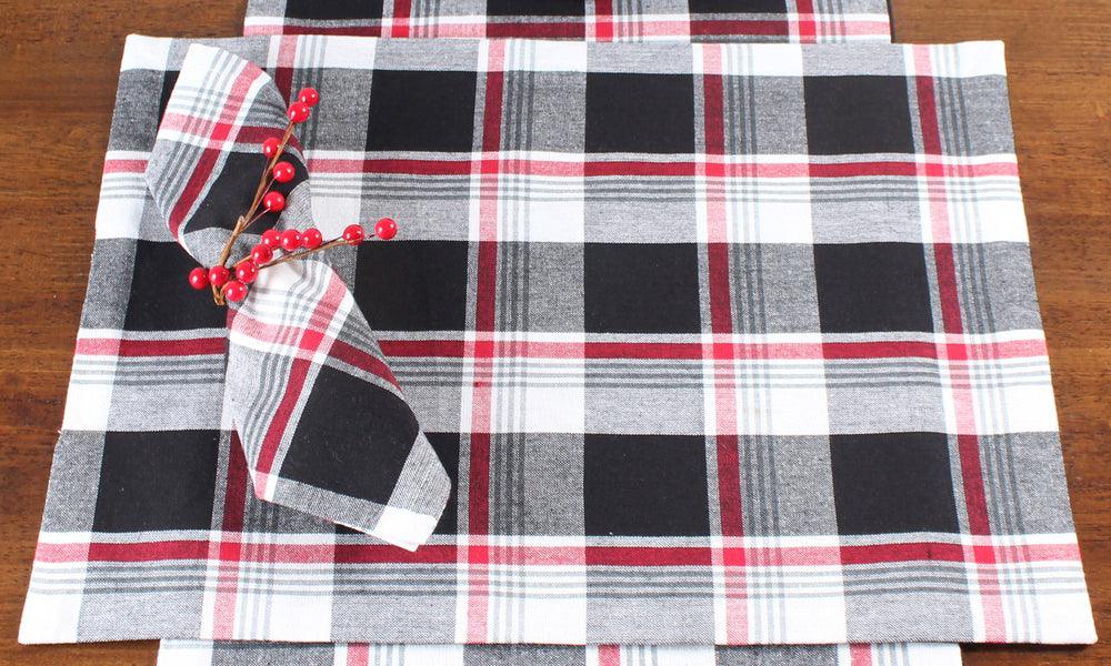 Winter Plaid Black, Red, Cream Placemat PM044019 - The Fox Decor