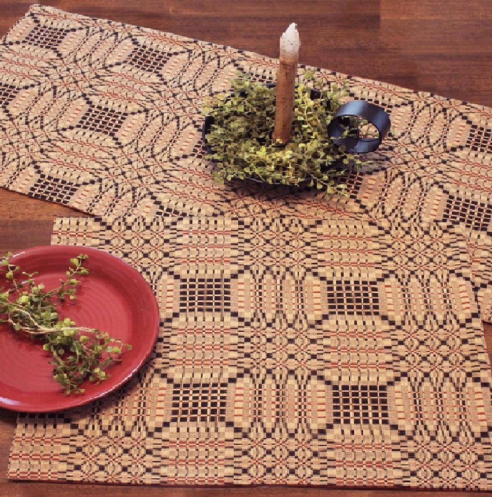 Trenton Jacquard Nutmeg Black Red Placemat  - Interiors by Elizabeth