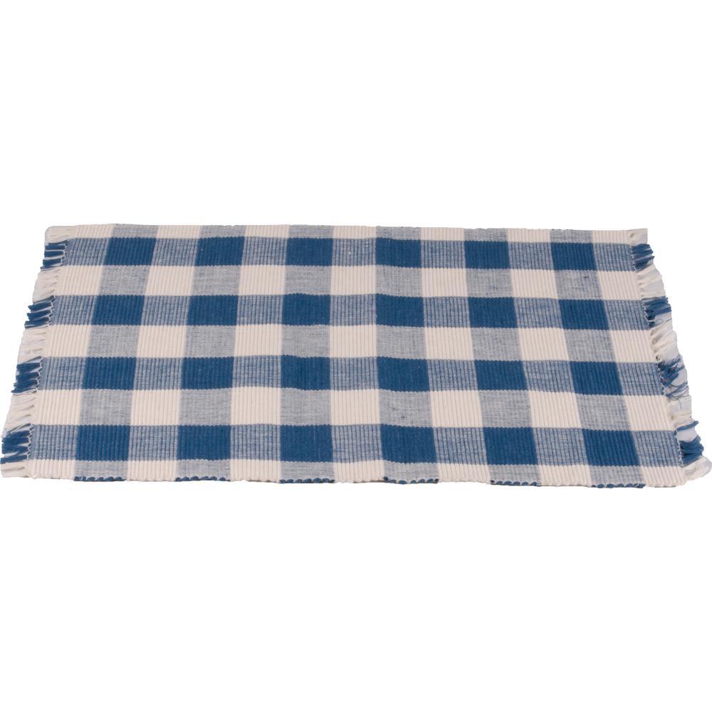 Colonial Blue Buttermilk Buffalo Check Placemat Set Of Six PM510014 - The Fox Decor