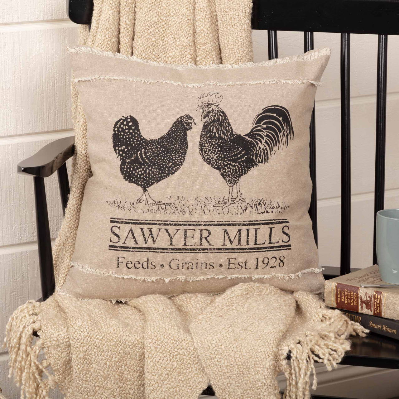 Sawyer Mill Charcoal Poultry Pillow 18" Khaki, Asphalt