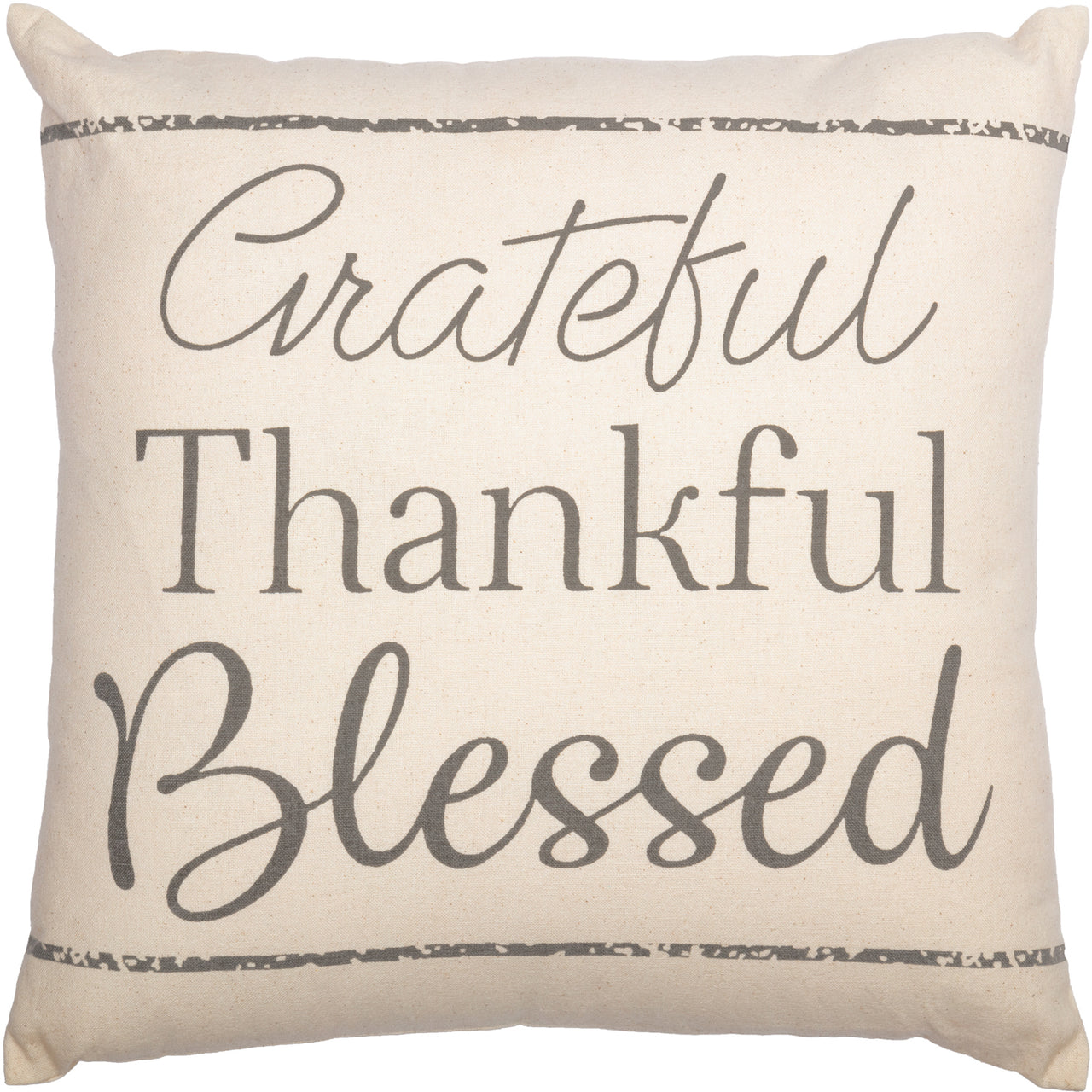 Casement Natural Grateful Thankful Blessed Pillow 18x18 VHC Brands