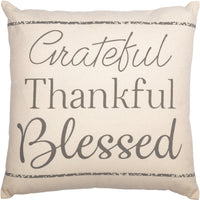 Thumbnail for Casement Natural Grateful Thankful Blessed Pillow 18x18 VHC Brands