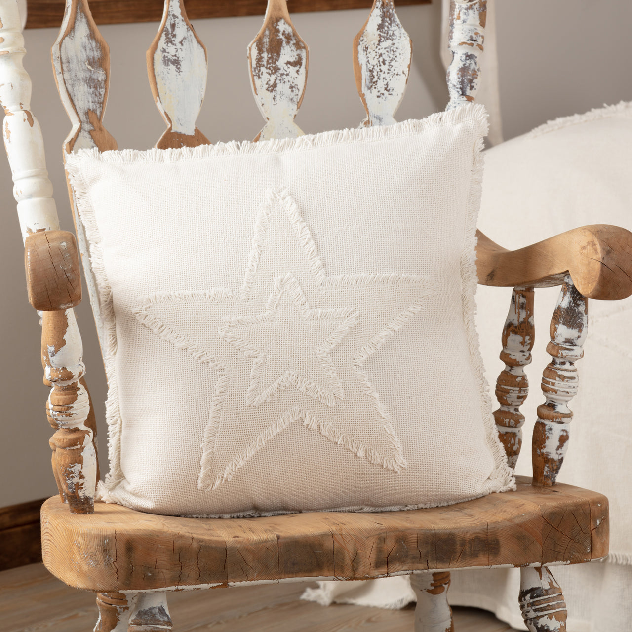 Burlap Antique White Star Pillow 18x18 VHC Brands