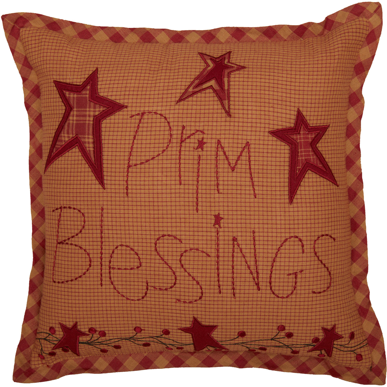 Ninepatch Star Prim Blessings Pillow 12x12 VHC Brands
