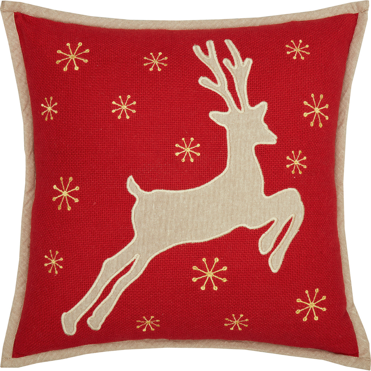 Burlap Santa Reindeer Pillow 18x18 VHC Brands