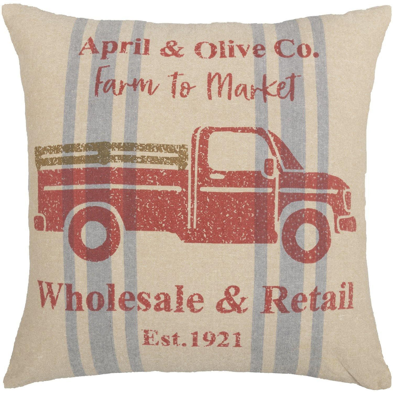 Farmer's Market Delivery Truck Pillow 18x18 VHC Brands - The Fox Decor
