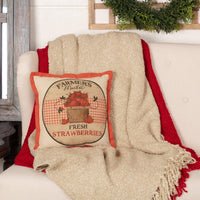 Farmer's Market Fresh Strawberries Pillow 12x12 VHC Brands - The Fox Decor