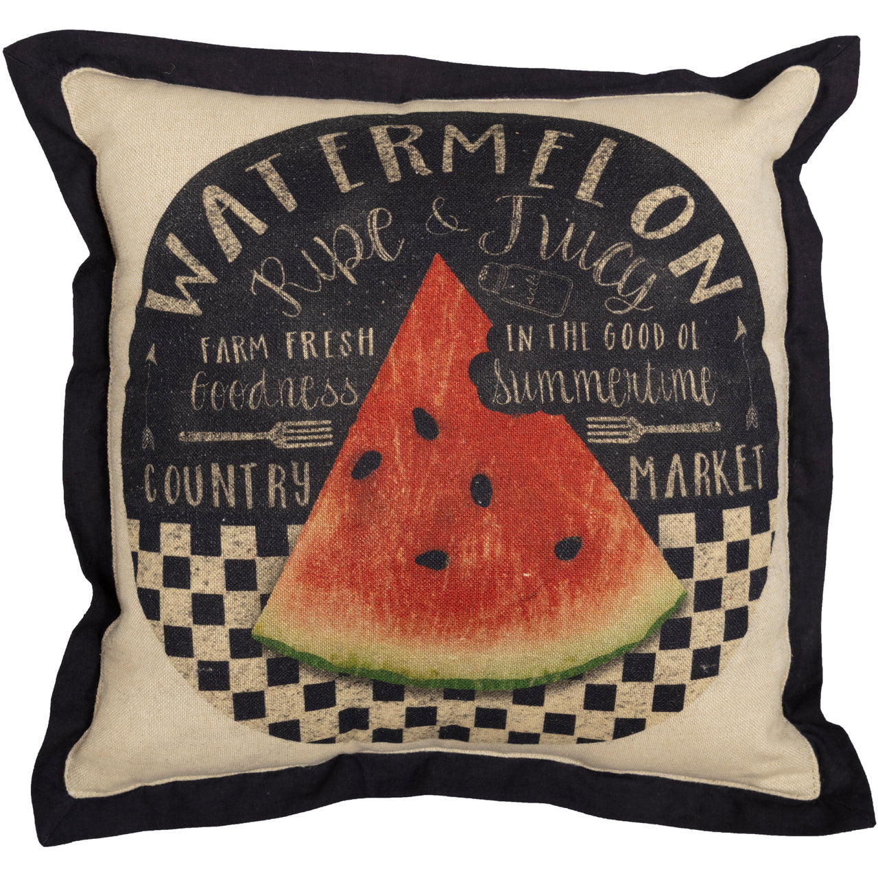 Farmer's Market Fresh Watermelon Pillow 12x12 VHC Brands