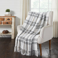 Thumbnail for Black Plaid Woven Throw 60x50 VHC Brands - The Fox Decor