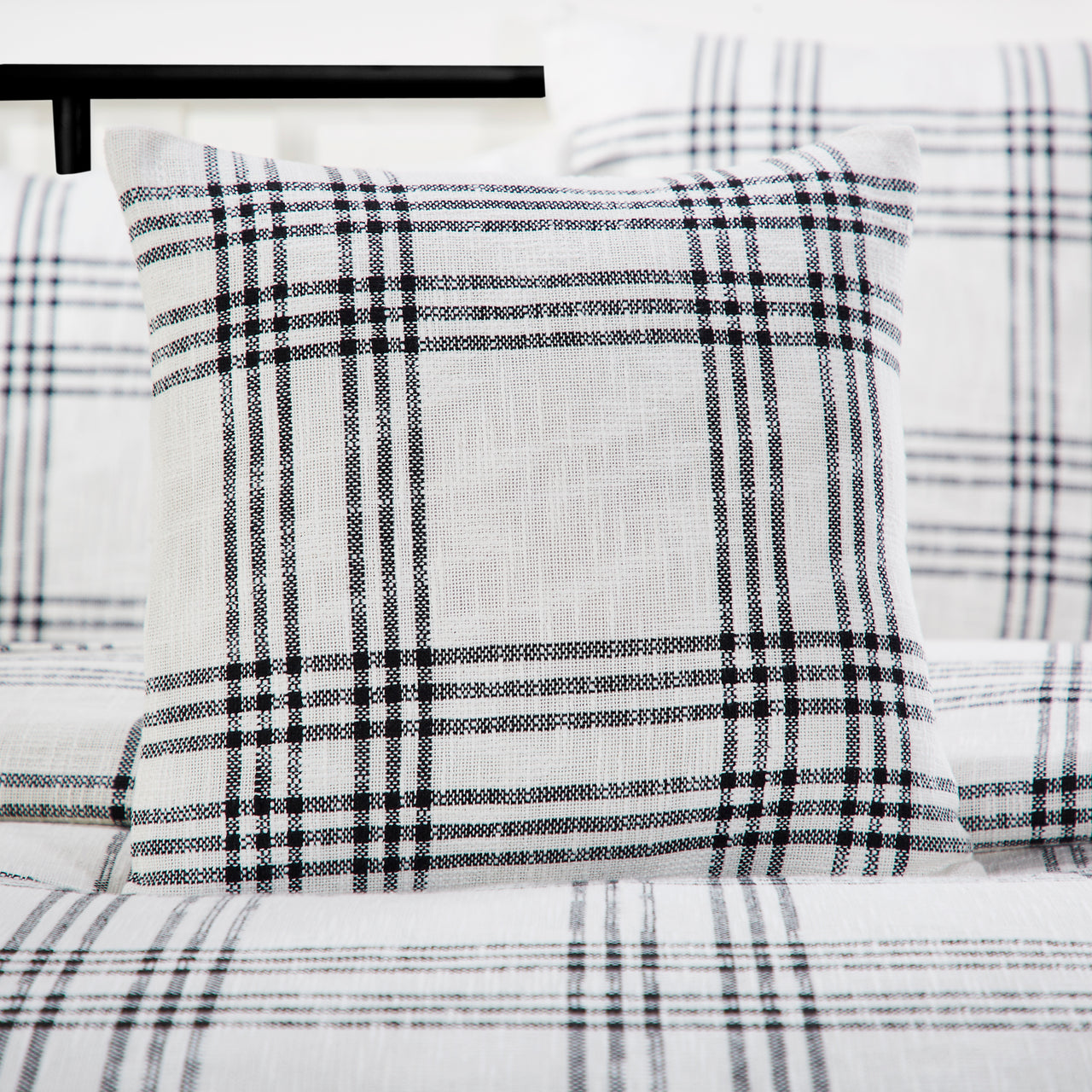 Black Plaid Fabric Pillow 18x18 VHC Brands