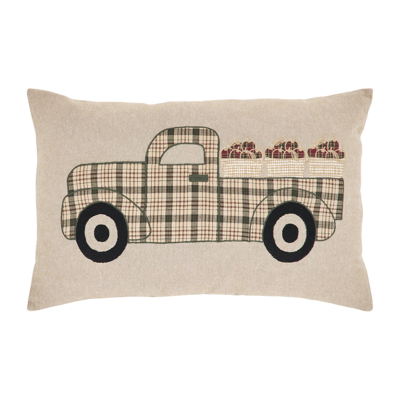 Cider Mill Applique Apple Truck Pillow 14x22 VHC Brands