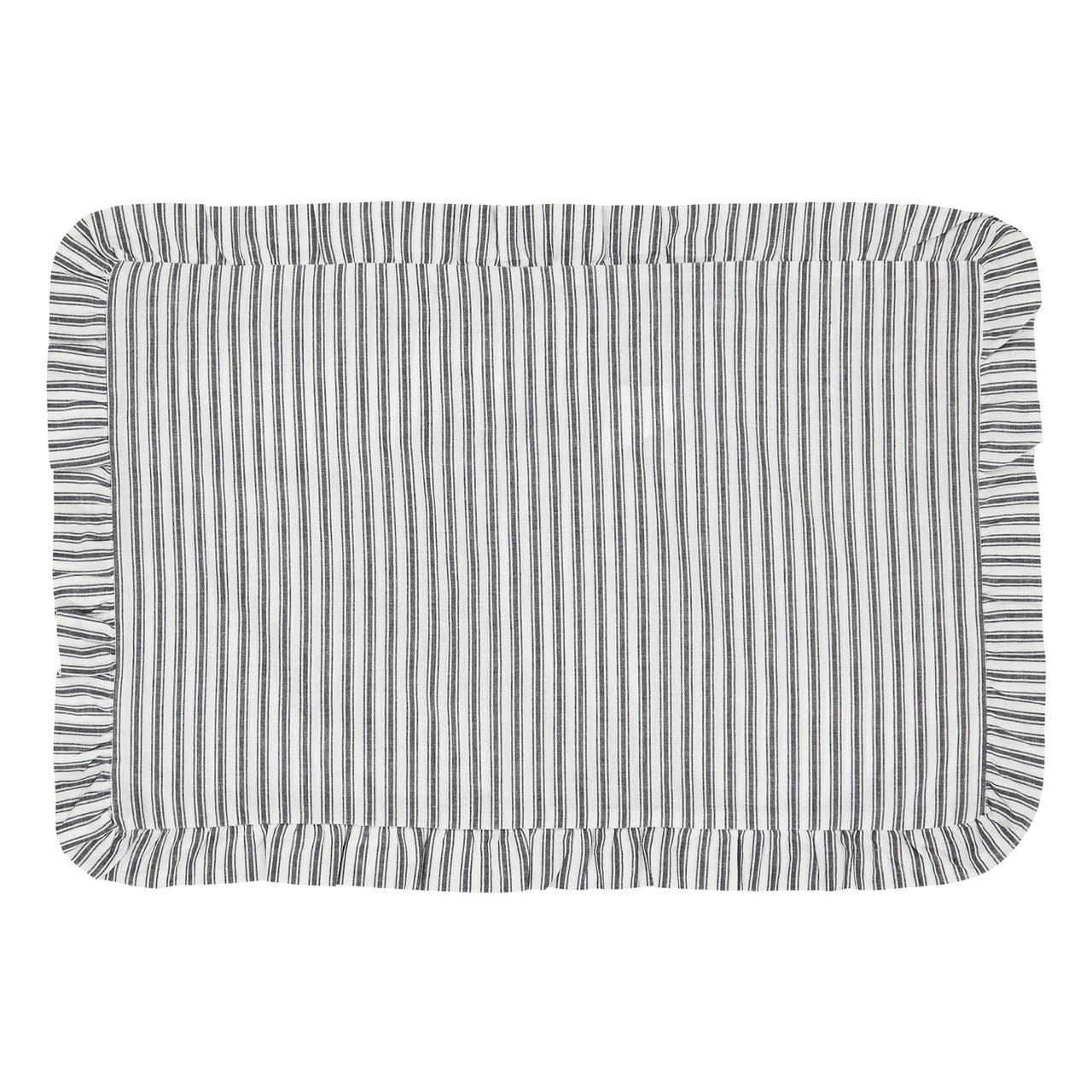 Sawyer Mill Black Ruffled Ticking Stripe Pillow Cover 14x22 VHC Brands - The Fox Decor
