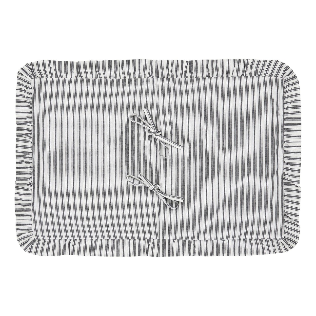 Sawyer Mill Black Ruffled Ticking Stripe Pillow Cover 14x22 VHC Brands - The Fox Decor