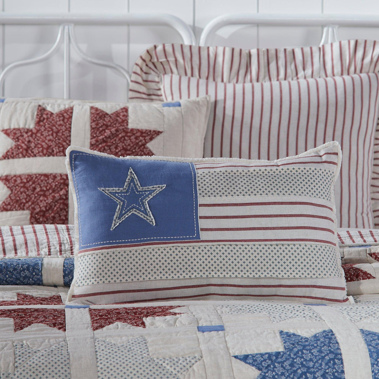 Celebration Patchwork Flag Pillow 14x22 VHC Brands - The Fox Decor