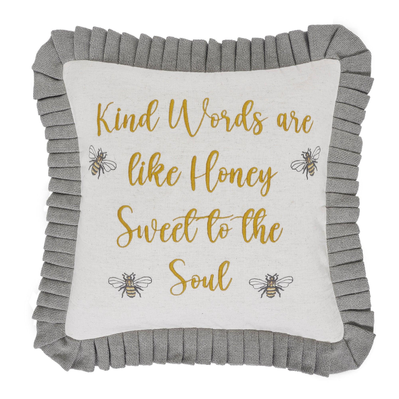 Embroidered Bee Honey Pillow 18x18 VHC Brands - The Fox Decor