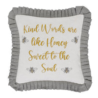 Thumbnail for Embroidered Bee Honey Pillow 18x18 VHC Brands - The Fox Decor