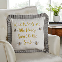 Thumbnail for Embroidered Bee Honey Pillow 18x18 VHC Brands