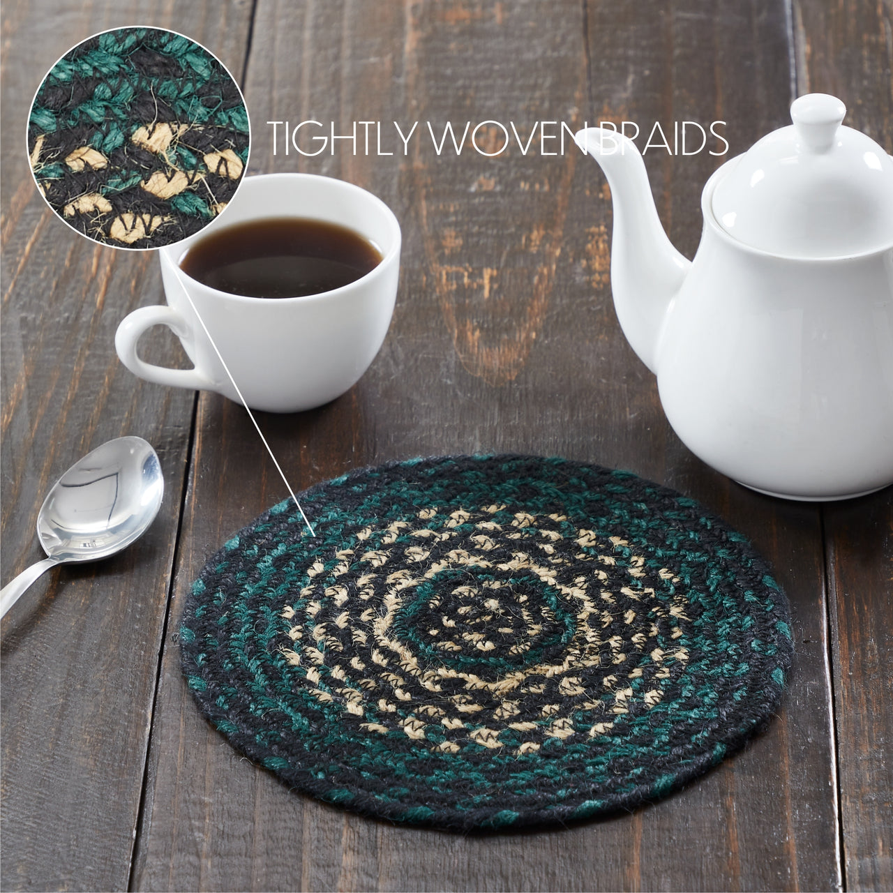 Pine Grove Jute Braided Trivet 8" VHC Brands - The Fox Decor
