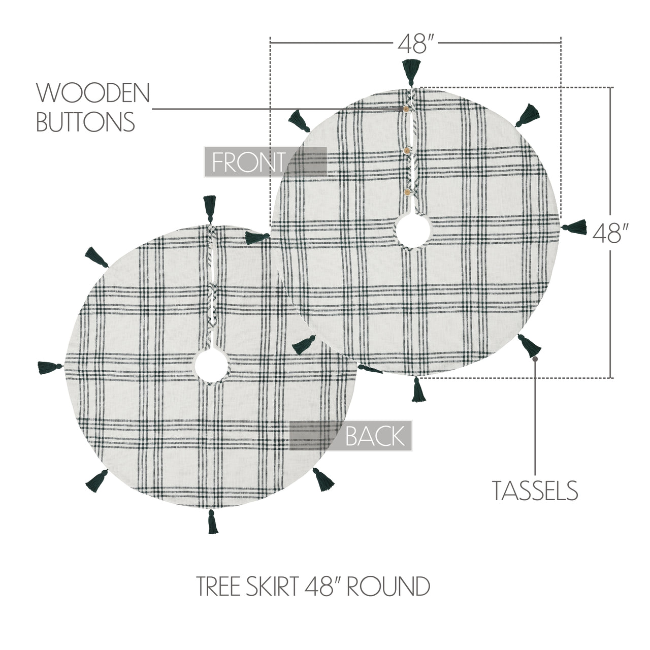 Pine Grove Plaid Christmas Tree Skirt 48" VHC Brands - The Fox Decor