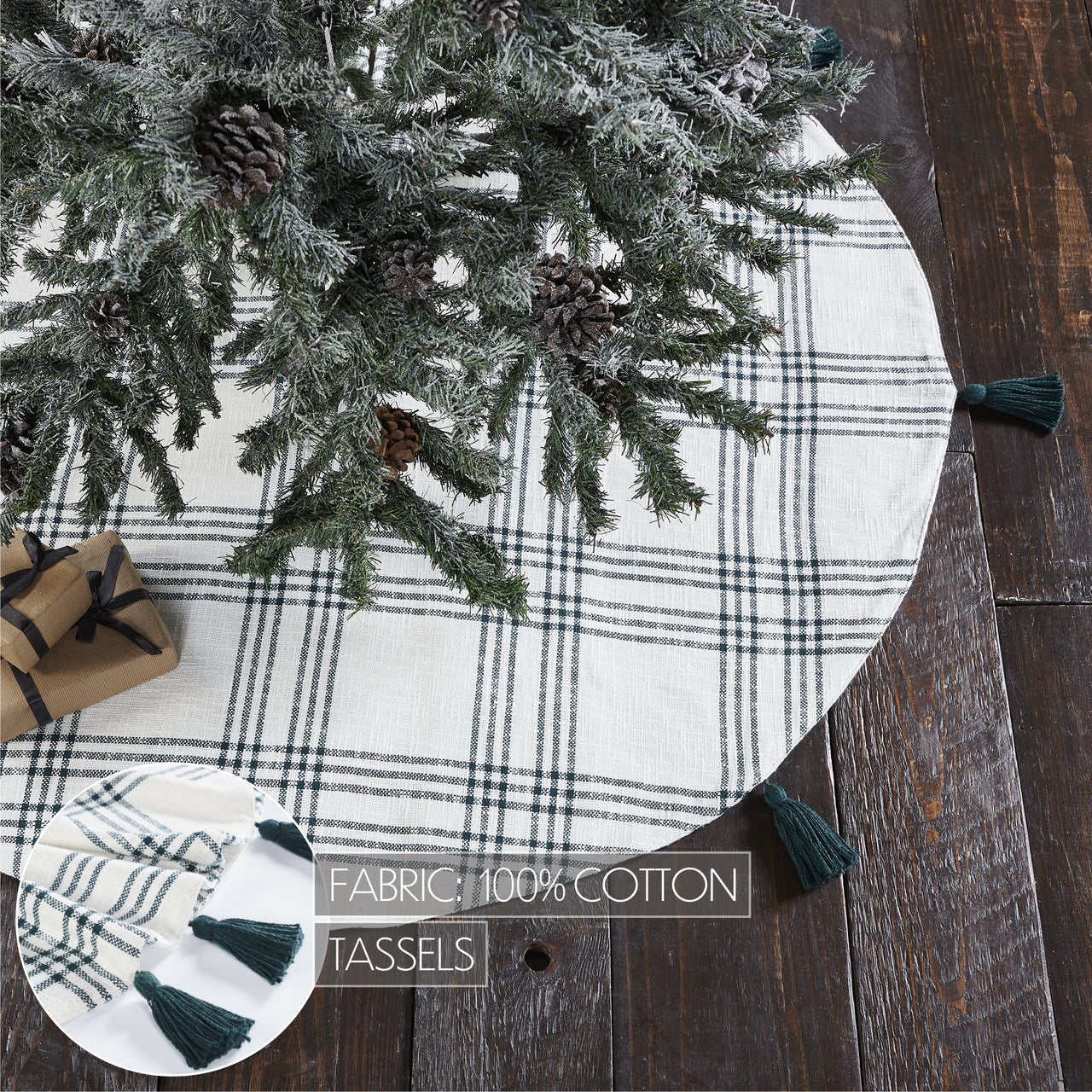 Pine Grove Plaid Christmas Tree Skirt 48" VHC Brands - The Fox Decor