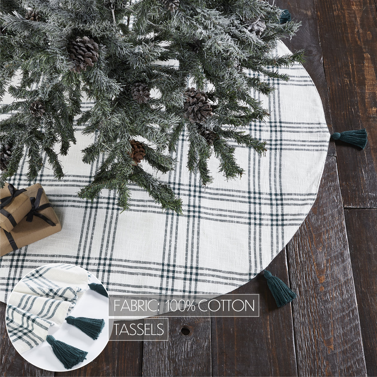 Pine Grove Plaid Christmas Tree Skirt 48" VHC Brands