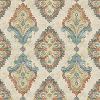 Thumbnail for Gathered Bedskirt in Queen Tuscan Blue and Coral Medallion Watercolor- Large Scale