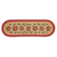 Poinsettia Jute Stair Tread Oval Latex 8.5x27 VHC Brands - The Fox Decor