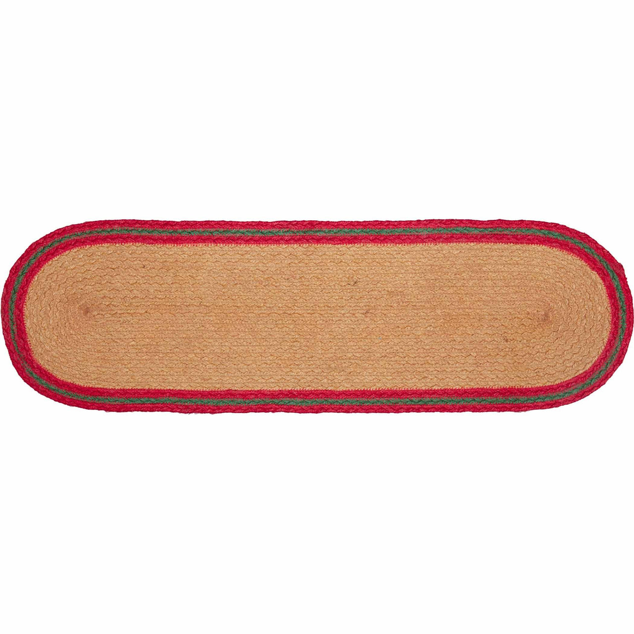 Poinsettia Jute Stair Tread Oval Latex 8.5x27 VHC Brands - The Fox Decor